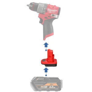 Adaptateur de batterie AEG 18V vers Milwaukee 12V